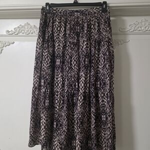 Haute Hippie Printed Tiered Maxi Skirt - Black & Light Pink